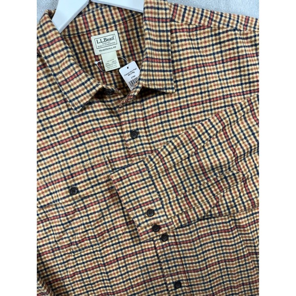 L.L.Bean Other - LL Bean Chamois Shirt Plaid Mens XXL Regular Fit Cotton Barley Brown Outdoor New